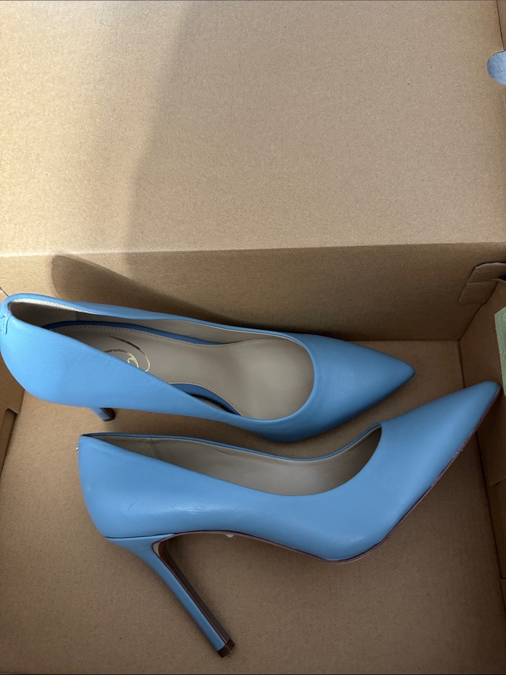New Sam Edelman Pointed Toe High Heels Blue Women's 8.5 genuine leather